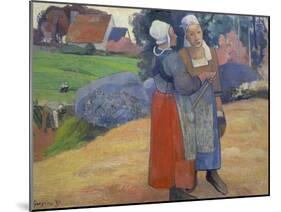 Breton Peasant Women Having a Conversation, 1894-Paul Gauguin-Mounted Giclee Print