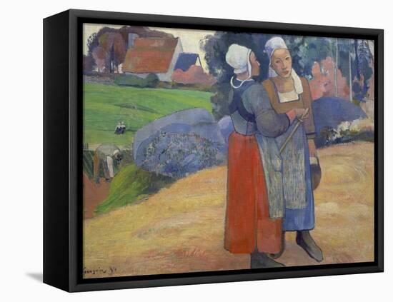 Breton Peasant Women Having a Conversation, 1894-Paul Gauguin-Framed Stretched Canvas