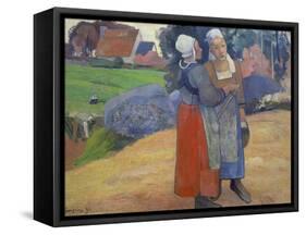 Breton Peasant Women Having a Conversation, 1894-Paul Gauguin-Framed Stretched Canvas