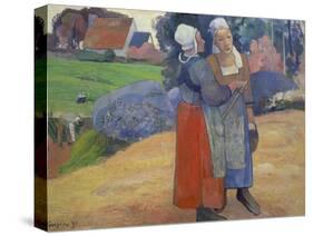 Breton Peasant Women Having a Conversation, 1894-Paul Gauguin-Stretched Canvas