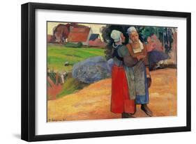 Breton Peasant Women-Paul Gauguin-Framed Art Print