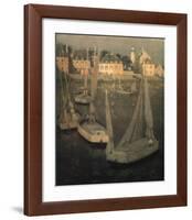 Breton Port At Moonlight-Henri Eugene Augustin Le Sidaner-Framed Art Print