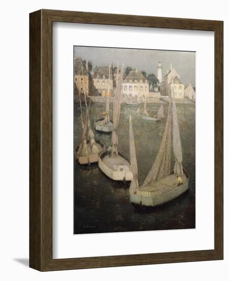 Breton Port by Moonlight; Port Breton Au Clair De Lune-Henri Eugene Augustin Le Sidaner-Framed Giclee Print