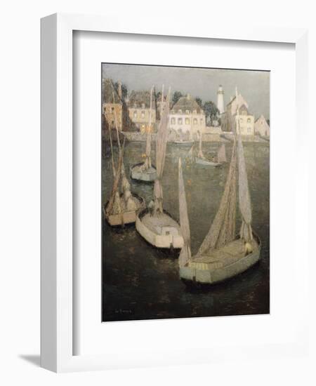 Breton Port by Moonlight; Port Breton Au Clair De Lune-Henri Eugene Augustin Le Sidaner-Framed Giclee Print