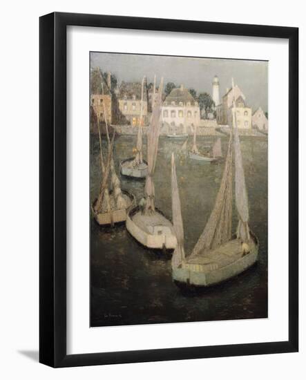 Breton Port by Moonlight-Henri Eugene Augustin Le Sidaner-Framed Giclee Print