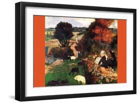 Breton Shepherds-Paul Gauguin-Framed Art Print