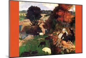 Breton Shepherds-Paul Gauguin-Mounted Art Print