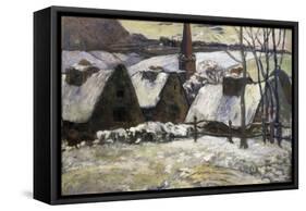 Breton Village in Snow-Paul Gauguin-Framed Stretched Canvas