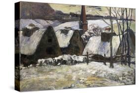 Breton Village in Snow-Paul Gauguin-Stretched Canvas