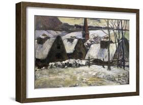 Breton Village in Snow-Paul Gauguin-Framed Art Print