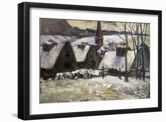 Breton Village in Snow-Paul Gauguin-Framed Art Print