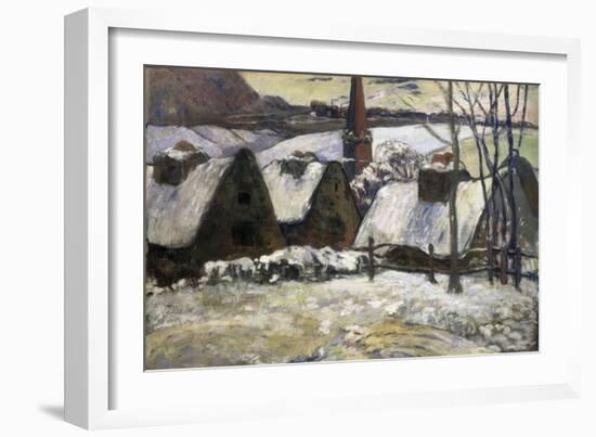 Breton Village in Snow-Paul Gauguin-Framed Art Print