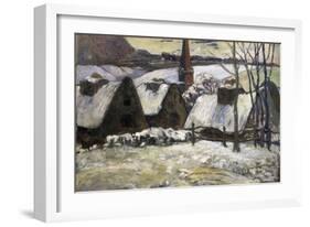 Breton Village in Snow-Paul Gauguin-Framed Art Print