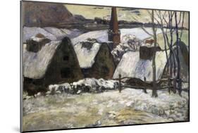 Breton Village in Snow-Paul Gauguin-Mounted Art Print