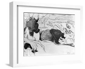 Breton Washerwomen, 1889 (Zincograph on Paper) (B/W Photo)-Paul Gauguin-Framed Giclee Print