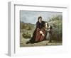 Breton Woman and Her Little Girl, 1855-65-Jean-Baptiste-Camille Corot-Framed Giclee Print