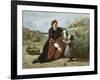 Breton Woman and Her Little Girl, 1855-65-Jean-Baptiste-Camille Corot-Framed Giclee Print