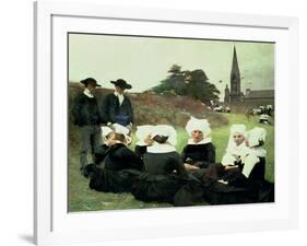 Breton Women Sitting at a Pardon-Pascal Adolphe Jean Dagnan-Bouveret-Framed Giclee Print