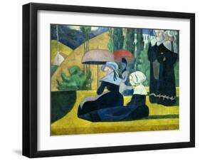 Breton Women with Parasols-Emile Bernard-Framed Art Print