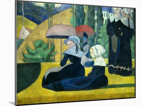 Breton Women with Parasols-Emile Bernard-Mounted Art Print