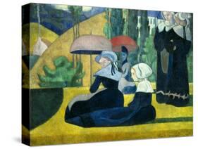 Breton Women with Parasols-Emile Bernard-Stretched Canvas