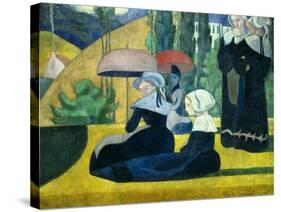 Breton Women with Parasols-Emile Bernard-Stretched Canvas