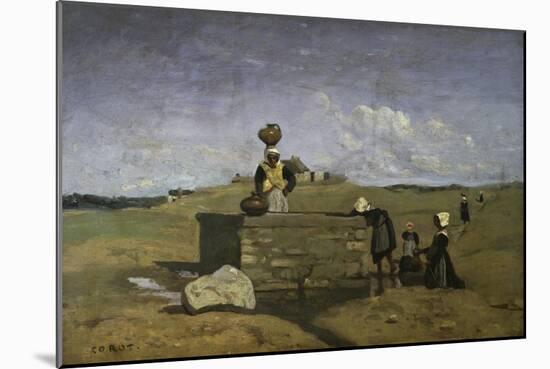 Bretonnes a La Fontaine-Jean-Baptiste-Camille Corot-Mounted Giclee Print