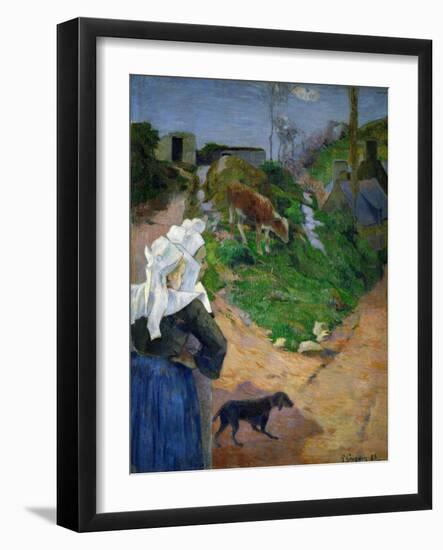 Bretonnes et Veau, Women of Brittany and calf, 1888 Canvas, 91,1 x 72 cm I. N. 1826.-Paul Gauguin-Framed Giclee Print