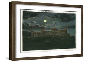 Bretton Woods, New Hampshire - Exterior View of Mt Washington Hotel at Night-Lantern Press-Framed Art Print