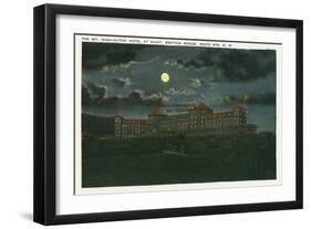 Bretton Woods, New Hampshire - Exterior View of Mt Washington Hotel at Night-Lantern Press-Framed Art Print