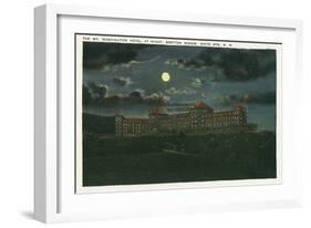 Bretton Woods, New Hampshire - Exterior View of Mt Washington Hotel at Night-Lantern Press-Framed Art Print