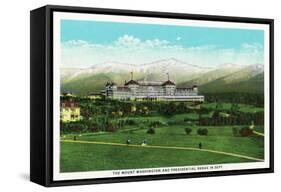Bretton Woods, NH - Mt Washington Hotel, Presidential Range in September-Lantern Press-Framed Stretched Canvas