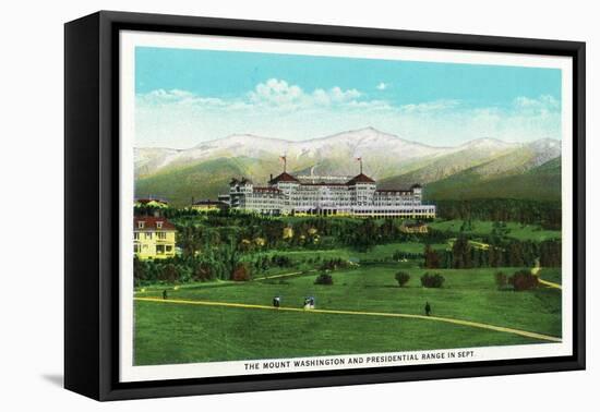 Bretton Woods, NH - Mt Washington Hotel, Presidential Range in September-Lantern Press-Framed Stretched Canvas