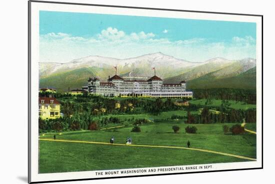 Bretton Woods, NH - Mt Washington Hotel, Presidential Range in September-Lantern Press-Mounted Art Print