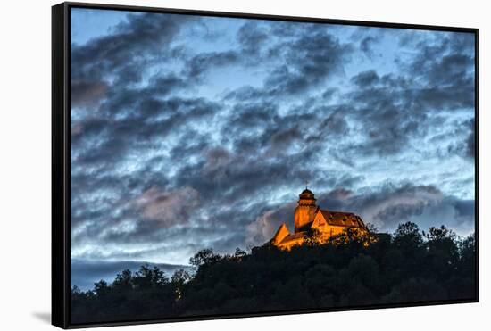 Breuberg, Hesse, Germany, Castle Breuberg at Dusk-Bernd Wittelsbach-Framed Stretched Canvas