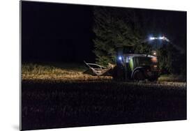 Breuberg, Hesse, Germany, Maize Harvest by Night-Bernd Wittelsbach-Mounted Photographic Print