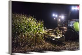 Breuberg, Hesse, Germany, Maize Harvest by Night-Bernd Wittelsbach-Framed Photographic Print