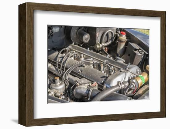 Breuberg, Hessen, Germany, Engine of a Jaguar Mk 2, Year of Manufacture 1961-Bernd Wittelsbach-Framed Photographic Print