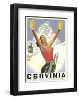 Breuil-Cervinia, Italy - Skier at Alpine Sky Resort - Valle D’Aosta (Aosta Valley)-Arnaldo Musati-Framed Art Print