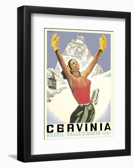 Breuil-Cervinia, Italy - Skier at Alpine Sky Resort - Valle D’Aosta (Aosta Valley)-Arnaldo Musati-Framed Art Print