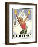 Breuil-Cervinia, Italy - Skier at Alpine Sky Resort - Valle D’Aosta (Aosta Valley)-Arnaldo Musati-Framed Art Print