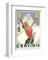 Breuil-Cervinia, Italy - Skier at Alpine Sky Resort - Valle D’Aosta (Aosta Valley)-Arnaldo Musati-Framed Art Print