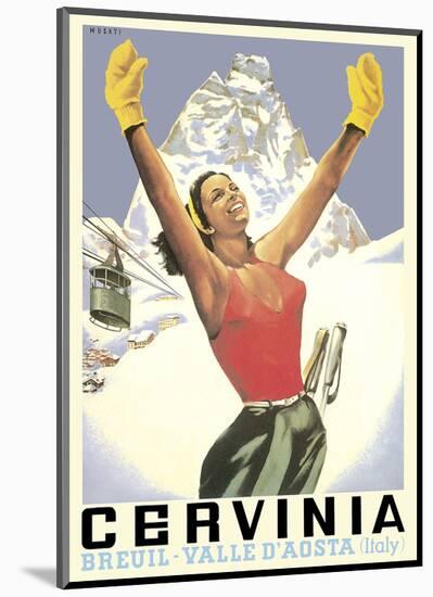Breuil-Cervinia, Italy - Skier at Alpine Sky Resort - Valle D’Aosta (Aosta Valley)-Arnaldo Musati-Mounted Art Print