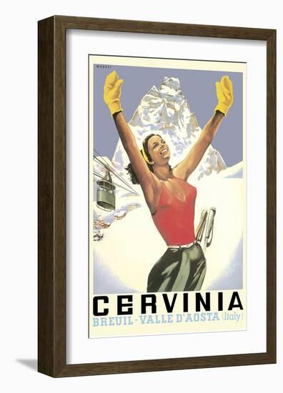 Breuil-Cervinia, Italy - Skier at Alpine Sky Resort - Valle D’Aosta (Aosta Valley)-Arnaldo Musati-Framed Art Print