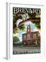 Brevard, North Carolina - Courthouse and White Squirrel-Lantern Press-Framed Art Print