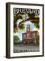 Brevard, North Carolina - Courthouse and White Squirrel-Lantern Press-Framed Art Print