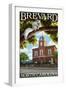 Brevard, North Carolina - Courthouse and White Squirrel-Lantern Press-Framed Art Print