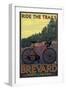 Brevard, North Carolina - Ride the Trails Bicycle-Lantern Press-Framed Art Print