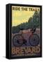 Brevard, North Carolina - Ride the Trails Bicycle-Lantern Press-Framed Stretched Canvas