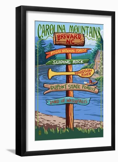 Brevard, North Carolina - Sign Destinations-Lantern Press-Framed Art Print